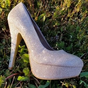 6, 7, 7.5 & 8 🖤Mesh Glittery-Gold-Nude Dazzle Heel